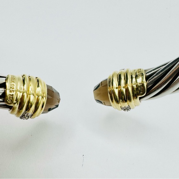 David Yurman 10mm Smoky Quartz Diamond Bracelet With Gold - Picture 10 of 10